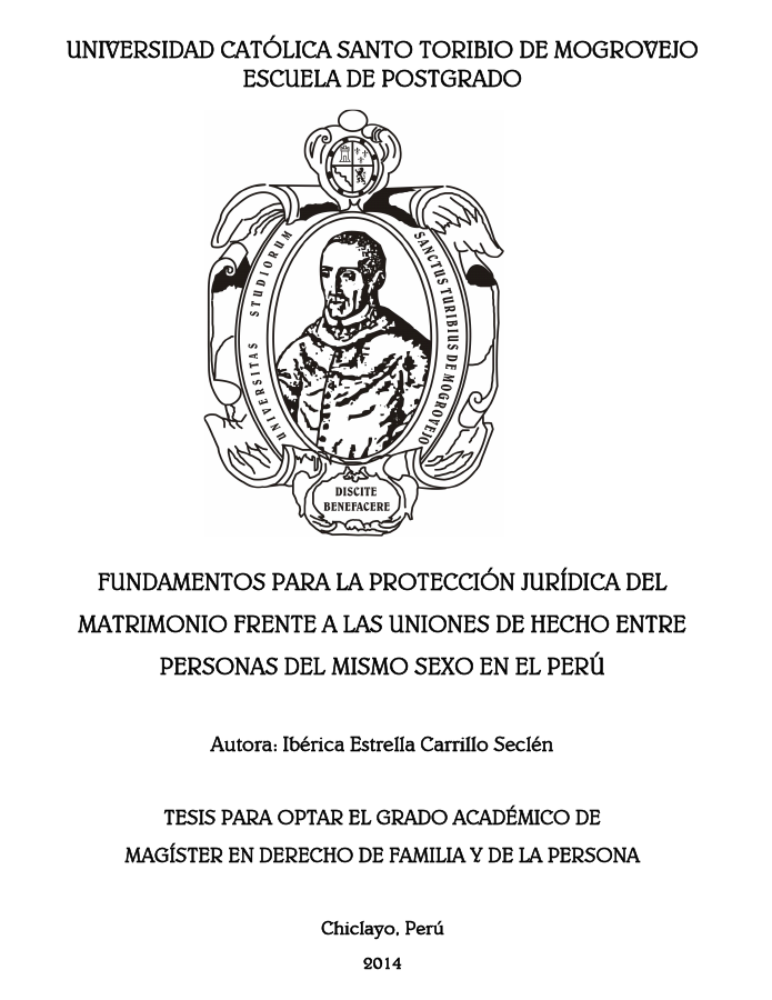 Fundamentos para la protección jurídica del matrimonio frente a las uniones de hecho entre personas del mismo sexo en el Perú  width=