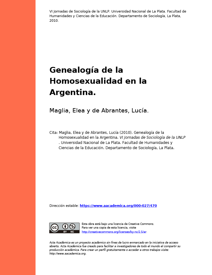 Genealogía de la Homosexualidad en la Argentina  width=