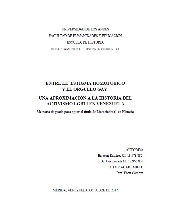 Entre el estigma homofóbico y el orgullo gay: Una aproximación a la historia del activismo LGBTI en Venezuela  width=